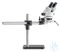 Stereomicroscoop set Trinoculair, 0.7-4.5x; Telescoop arm statief (plaat), LED ring Reeds...